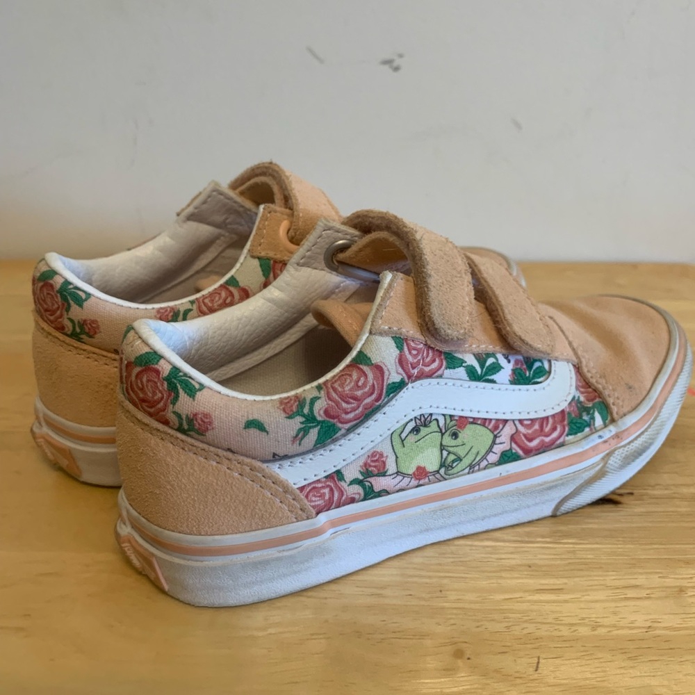 Vans Kids Sneakers with Floral and Dinosaur Design - Tan and White